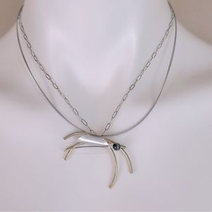 Christophe Poly Mixed Media Wire Modern Contemporary Magnetic Necklace